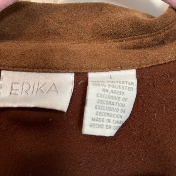 Erika Brown Soft Button down with Embroidered details size Large - Picture 5 of 8